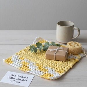 Handmade 100% Cotton Crocheted Dishcloth Textured, Absorbent & Eco-Friendly 7x7